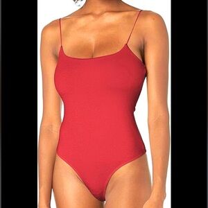 Abercrombie and Fitch cotton reddish orange bodysuit with spaghetti straps